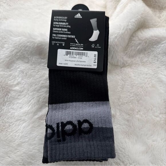 adidas Black Athletic Socks with Cushioned Comfort and Crew Style - Picture 2 of 3